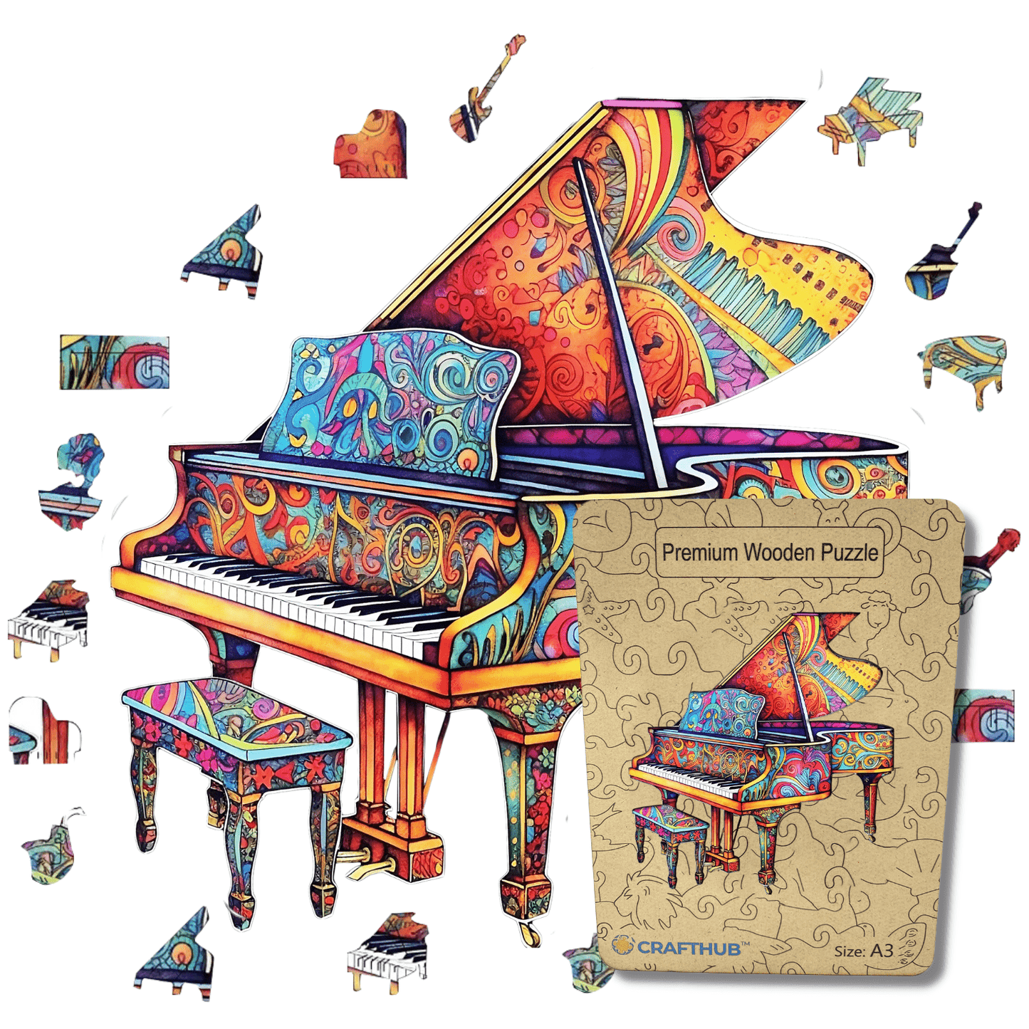 Animal Jigsaw Puzzle > Wooden Jigsaw Puzzle > Jigsaw Puzzle A3+Wooden Box Piano - Jigsaw Puzzle