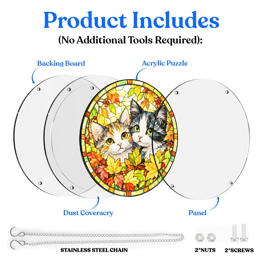 Acrylic Jigsaw Puzzle Suncatcher - Autumn Cats