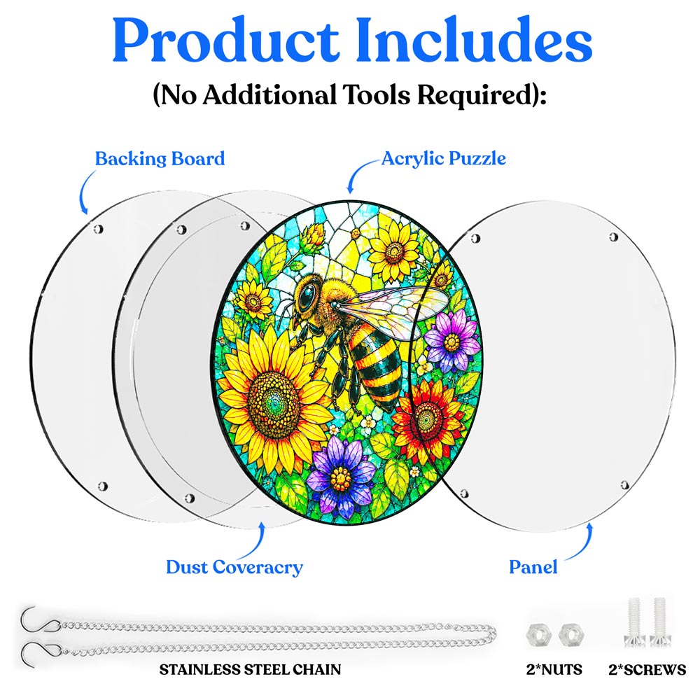 Acrylic Jigsaw Puzzle Suncatcher - Sunflower Bee