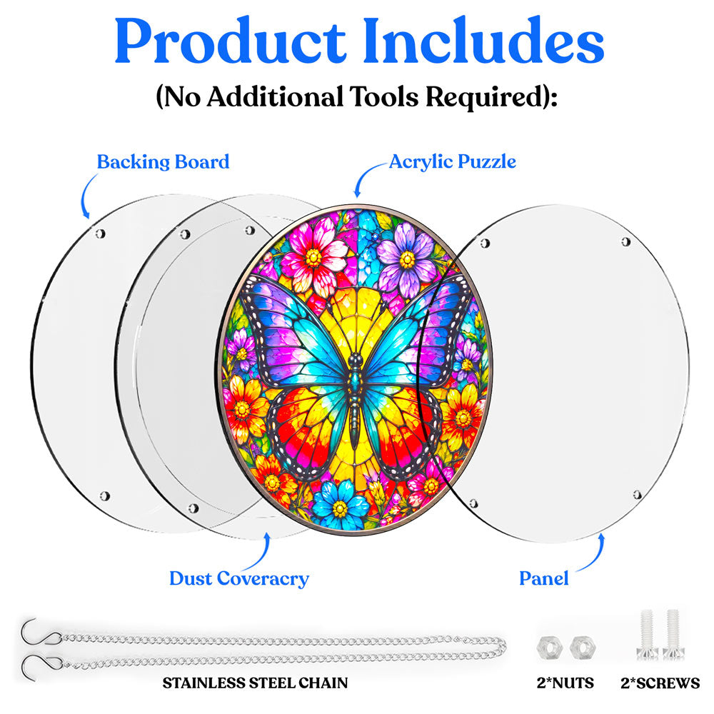 Acrylic Jigsaw Puzzle Suncatcher - Rainbow Butterfly