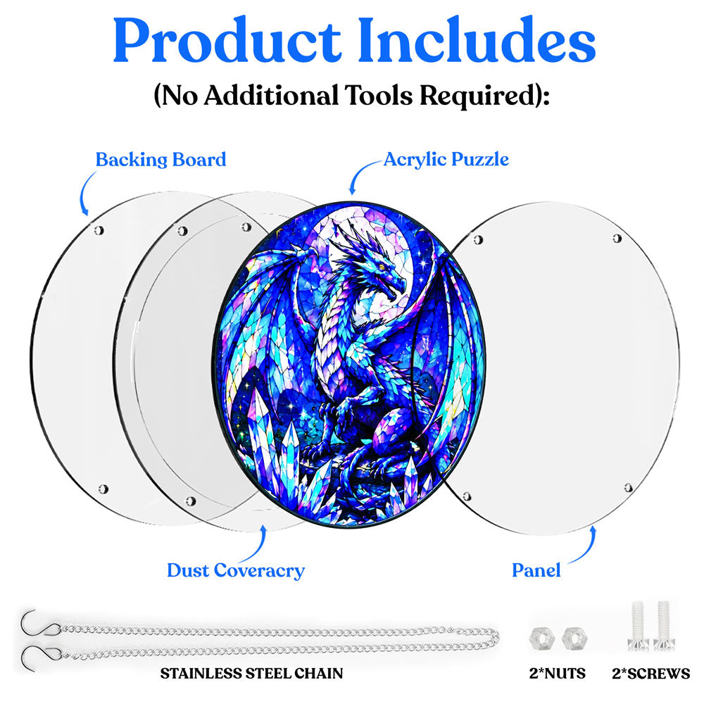 Acrylic Jigsaw Puzzle Suncatcher - Crystal Dragon