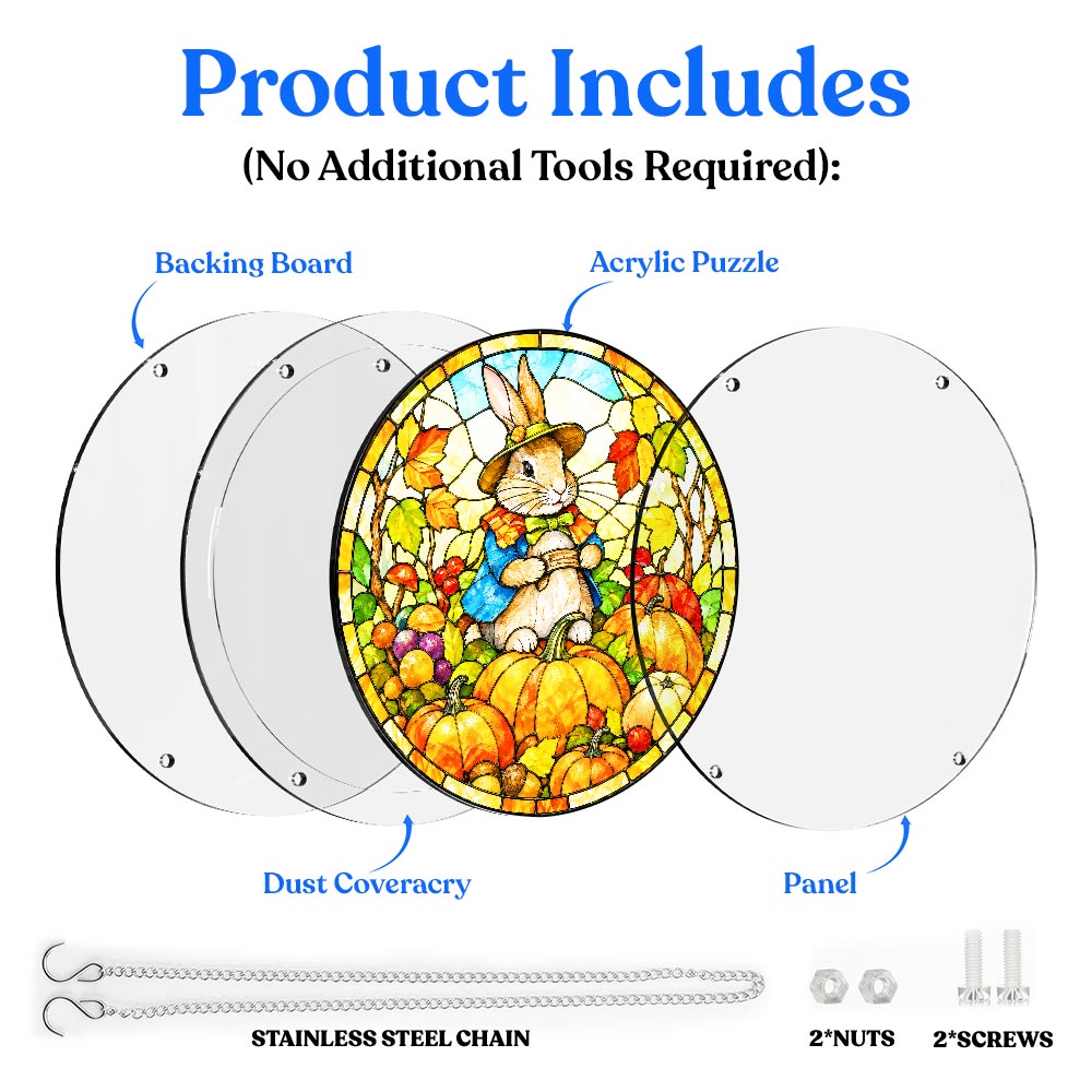 Acrylic Jigsaw Puzzle Suncatcher - Harvest Bunny