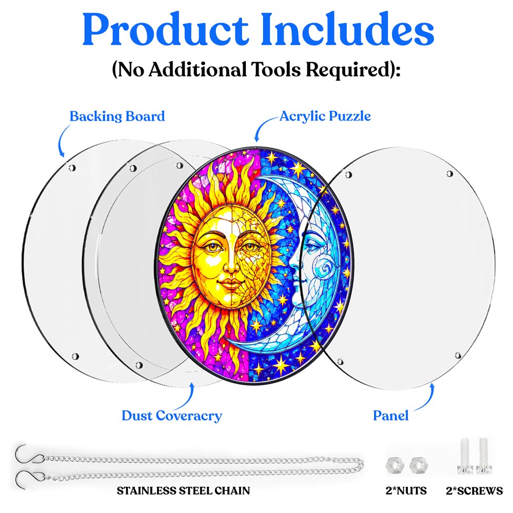 Acrylic Jigsaw Puzzle Suncatcher - Sun & Moon