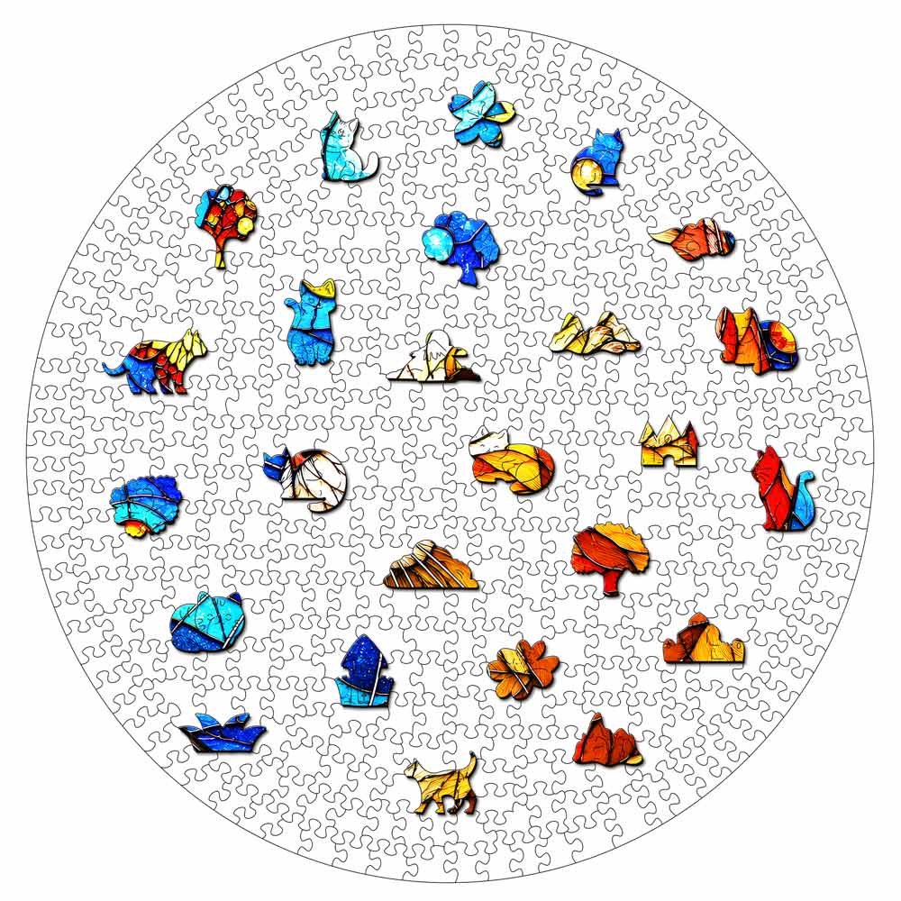 Wooden Jigsaw Puzzles Butterfly Cat - Stained Glass Jigsaw Puzzle