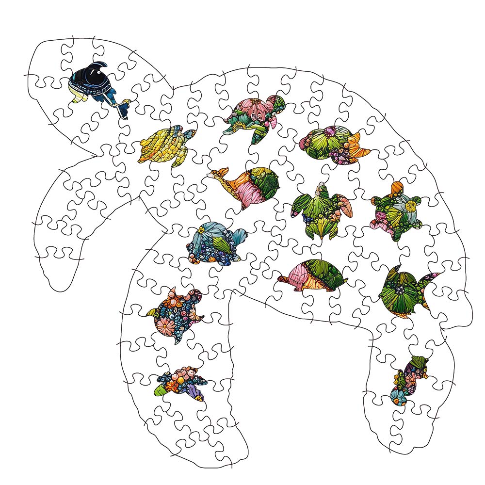Crochet Turtle - Wooden Jigsaw Puzzle