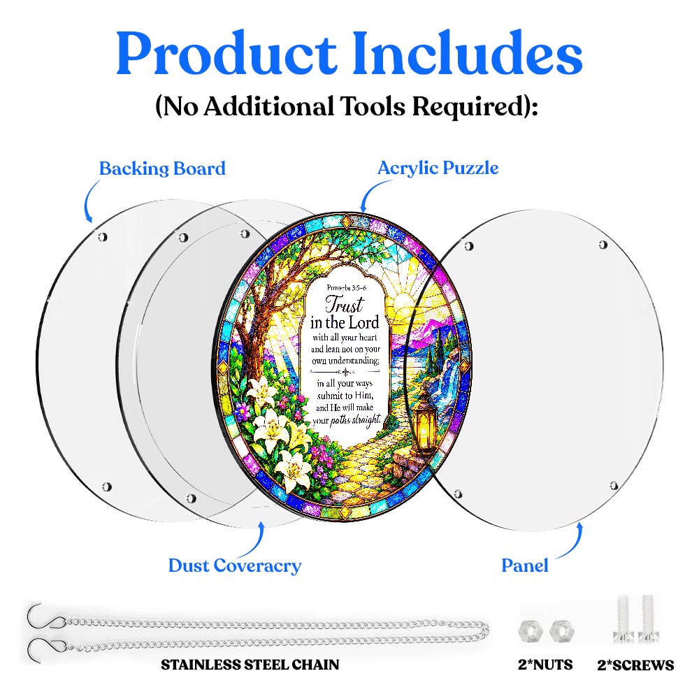Acrylic Jigsaw Puzzle Suncatcher - The Proverbs 3:5-6