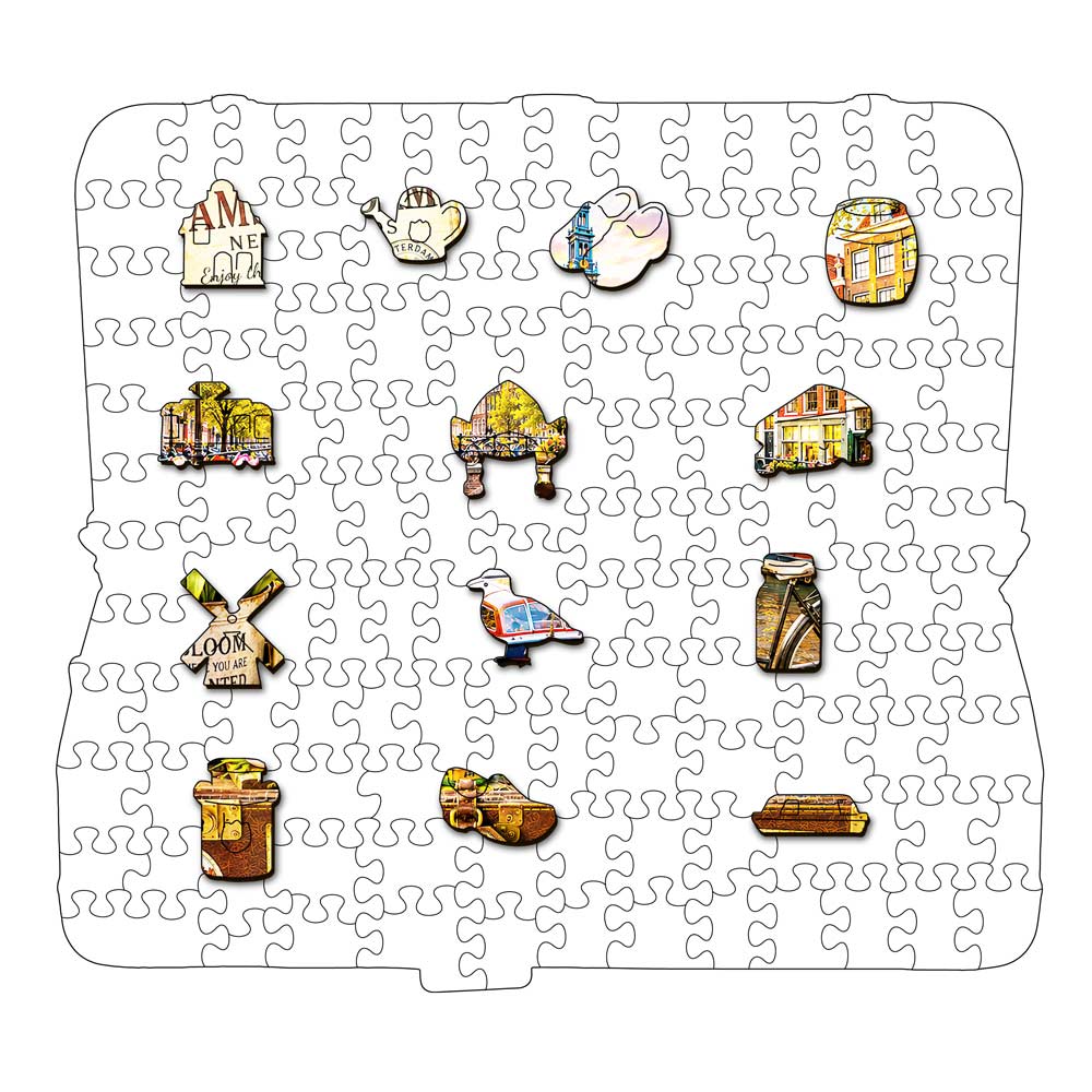 Amsterdam City Travel Case - Wooden Jigsaw Puzzle