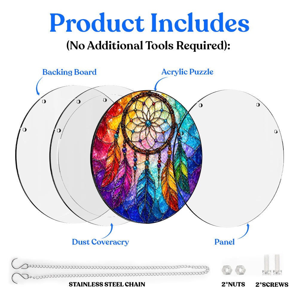 Acrylic Jigsaw Puzzle Suncatcher - Rainbow Dreamcatcher