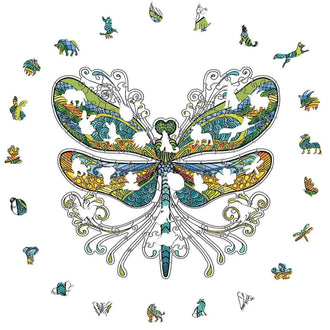 Blue Dragonfly - Wooden Jigsaw Puzzle