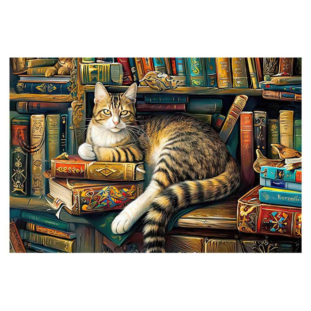 Library Cat - Wooden Jigsaw Puzzle