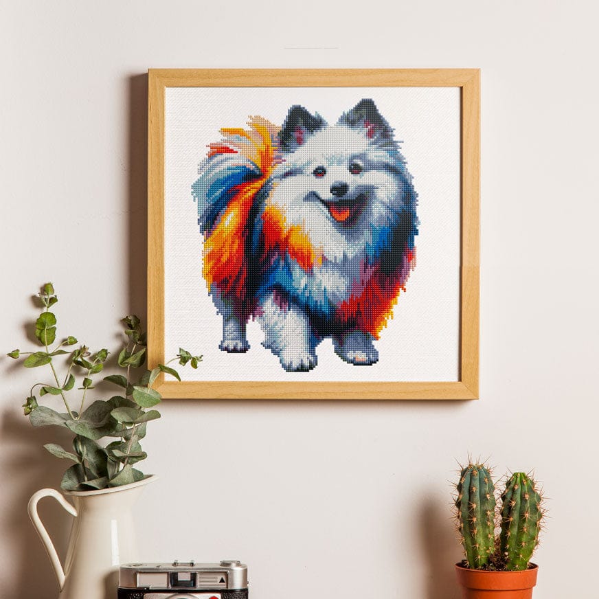 15.7"x15.7" / 40cm x 40cm American Eskimo Dog - Diamond Painting Kit