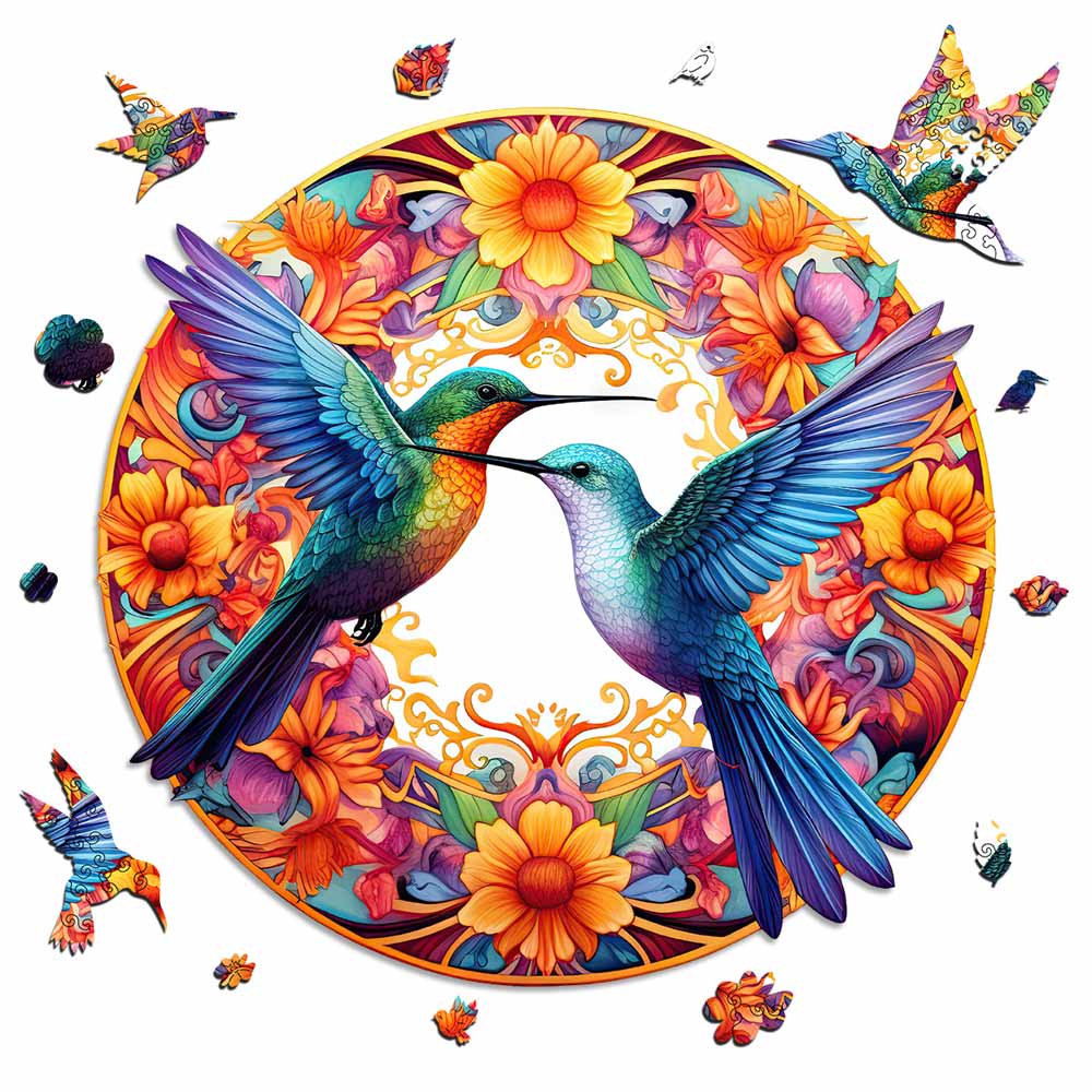 🔥Last Day - Vibrant Hummingbirds - Wooden Jigsaw Puzzle