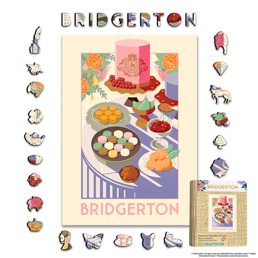 Animal Jigsaw Puzzle > Wooden Jigsaw Puzzle > Jigsaw Puzzle A4 + Wooden Gift Box Elegant Food Spread of Bridgerton - Wooden Jigsaw Puzzle