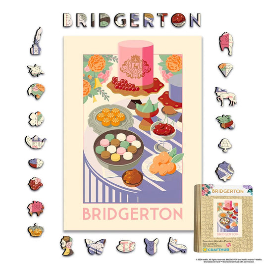 Animal Jigsaw Puzzle > Wooden Jigsaw Puzzle > Jigsaw Puzzle A4 + Wooden Gift Box Elegant Food Spread of Bridgerton - Wooden Jigsaw Puzzle