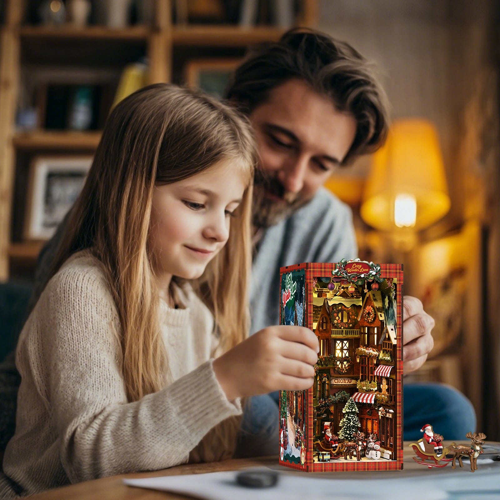 Book Nook Kits 296 Pieces | 23×18×11 cm (9.05"×7.08"×4.33") Christmas Street Corner - DIY Book Nook Kit