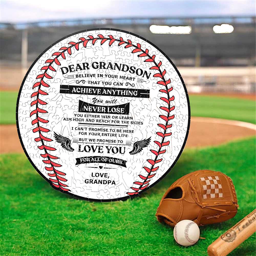 To GrandSon From GrandPa - Baseball Wooden Jigsaw Puzzle