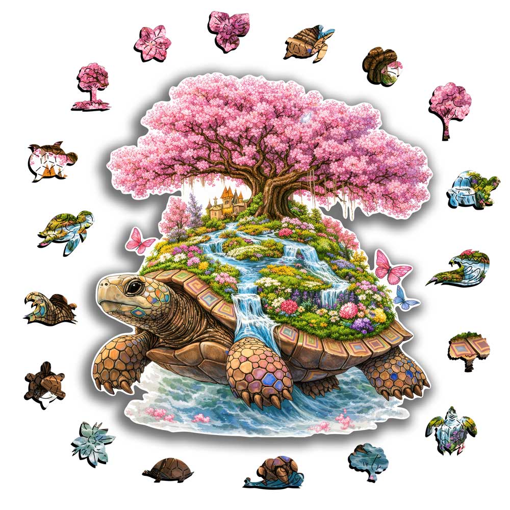 Sakura Turtle - Wooden Jigsaw Puzzle