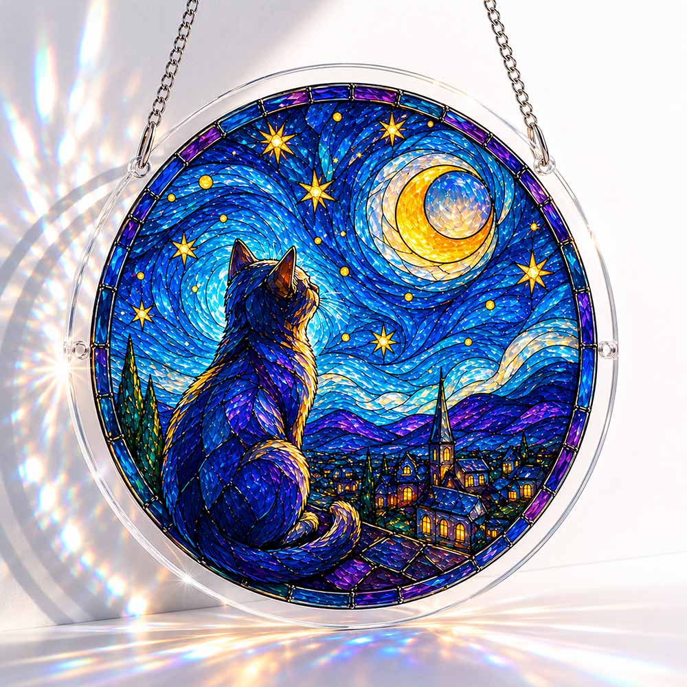 Acrylic Jigsaw Puzzle S - (7 inch) Moonlit Cat - Acrylic Jigsaw Puzzle