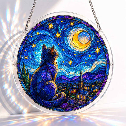 Acrylic Jigsaw Puzzle S - (7 inch) Moonlit Cat - Acrylic Jigsaw Puzzle