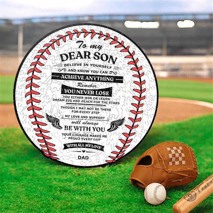 To Son From Dad - Baseball Wooden Jigsaw Puzzle