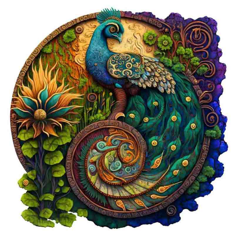 Floral Peacock - Wooden Jigsaw Puzzle
