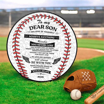 To Son From Mom - Baseball Wooden Jigsaw Puzzle