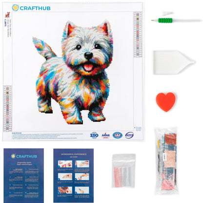 15.7"x15.7" / 40cm x 40cm West Highland White Terrier Dog / Westie - Diamond Painting Kit