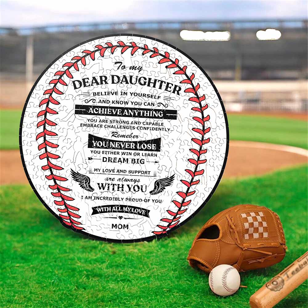 To Daughter From Mom - Baseball Wooden Jigsaw Puzzle