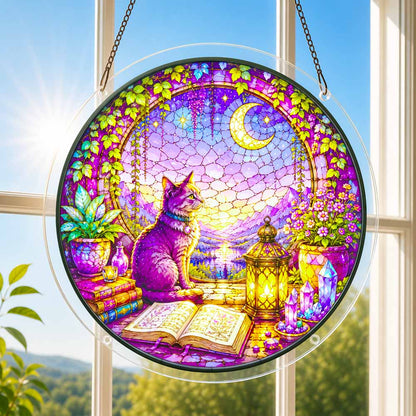 Acrylic Jigsaw Puzzle Suncatcher - Twilight Cat