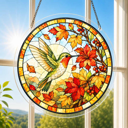 Acrylic Jigsaw Puzzle Suncatcher - Autumn Hummingbird