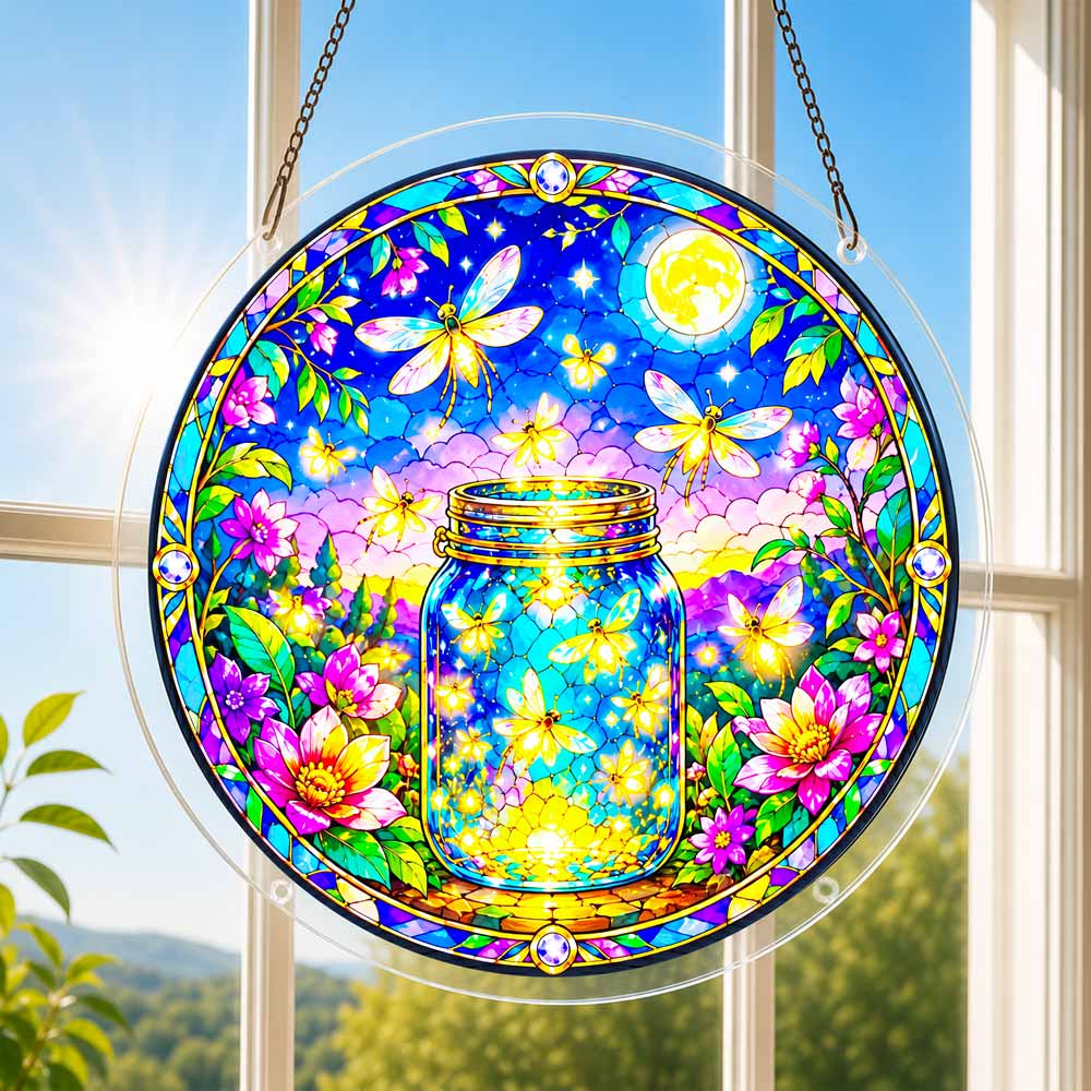 Acrylic Jigsaw Puzzle Suncatcher - Moonlit Fireflies