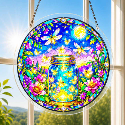 Acrylic Jigsaw Puzzle Suncatcher - Moonlit Fireflies