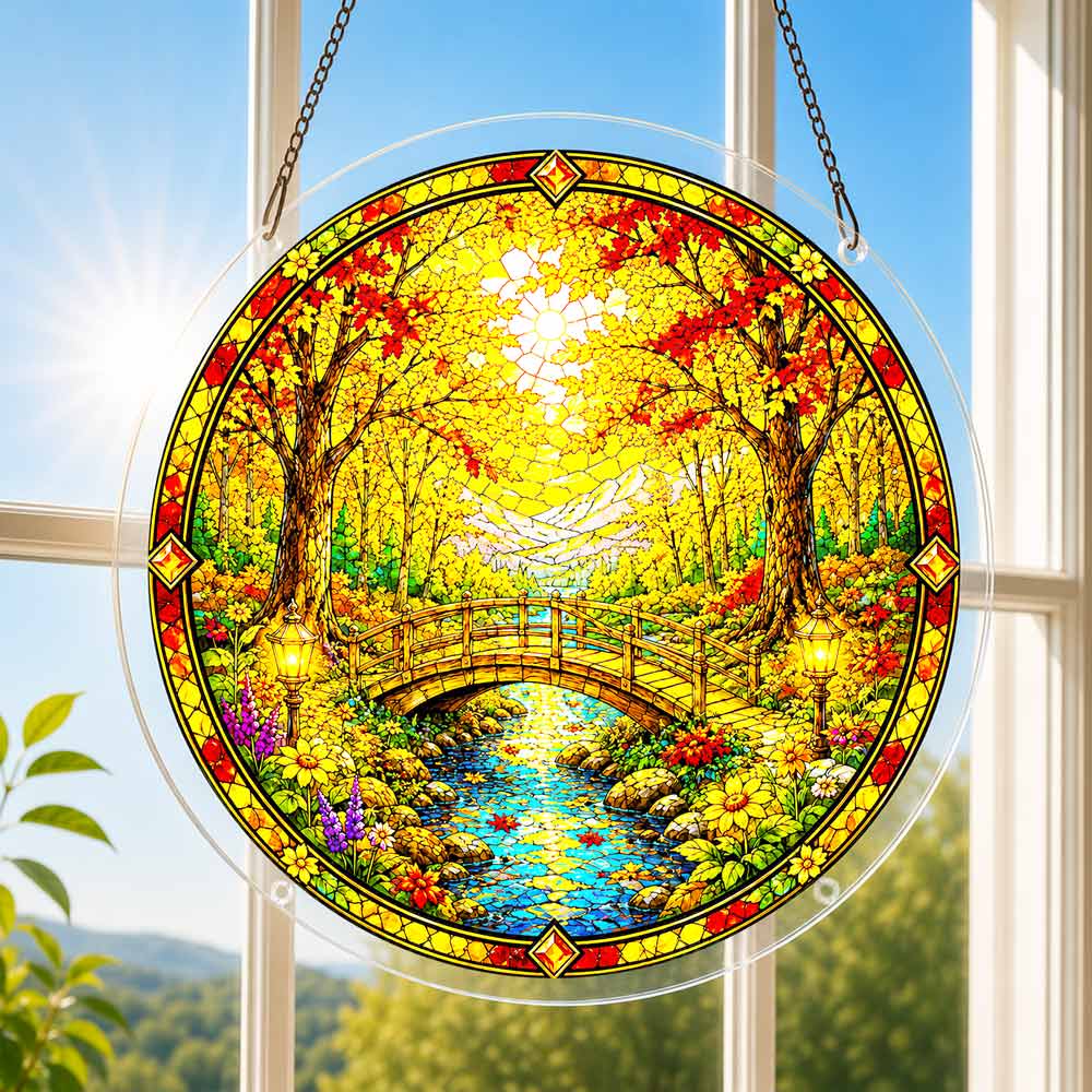 Acrylic Jigsaw Puzzle Suncatcher - Maple Sunset