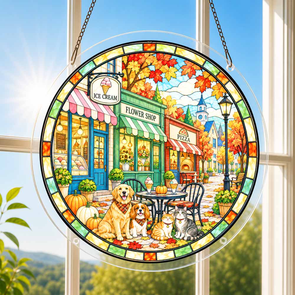 Acrylic Jigsaw Puzzle Suncatcher - Autumn Café
