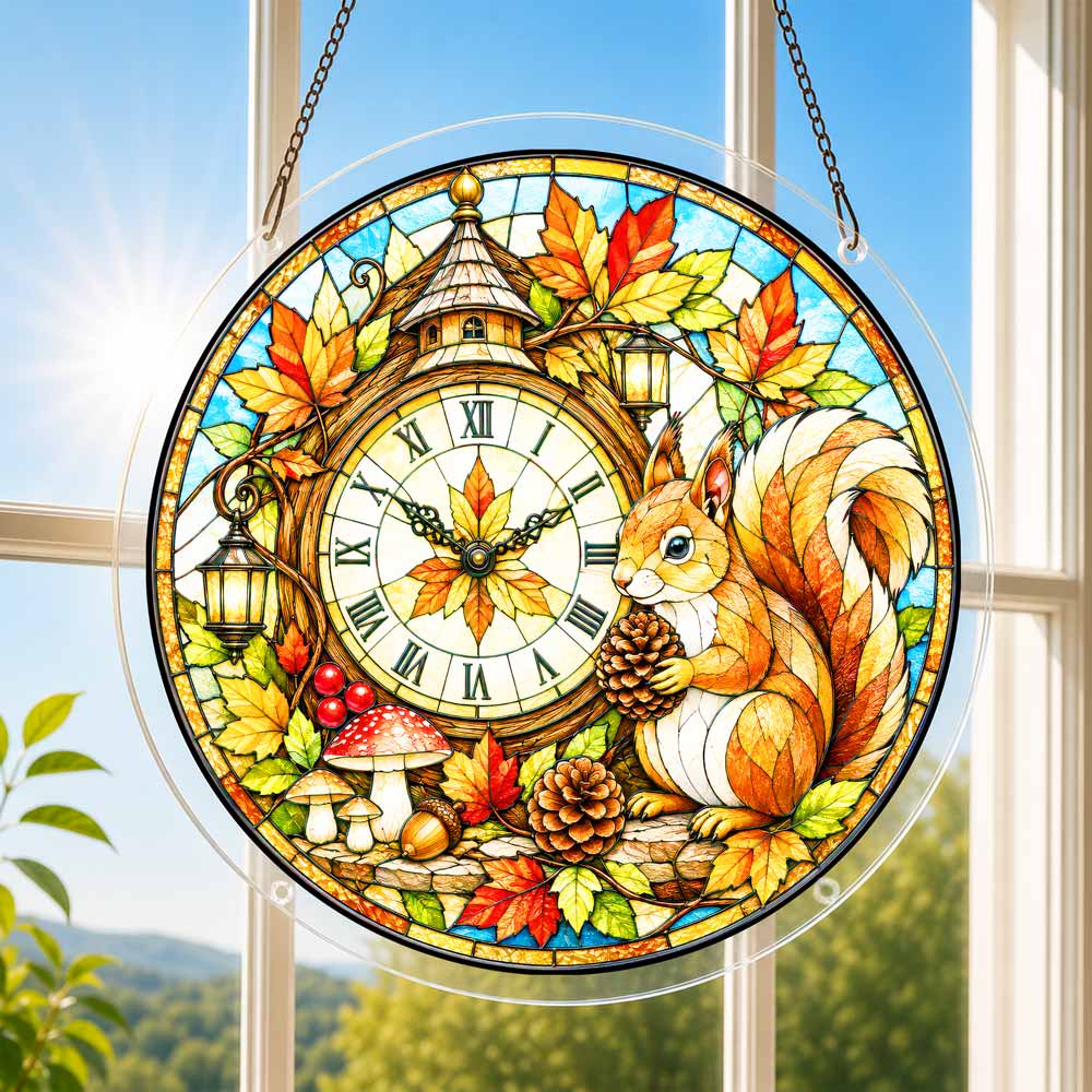 Acrylic Jigsaw Puzzle Suncatcher - Autumn Clock