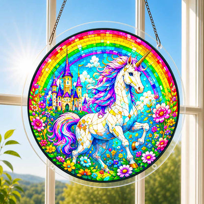 Acrylic Jigsaw Puzzle Suncatcher - Unicorn Rainbow
