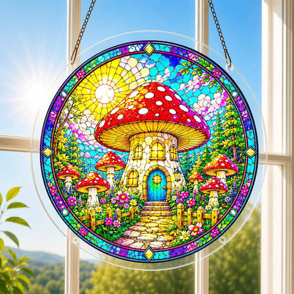 Acrylic Jigsaw Puzzle Suncatcher - Mushroom Hut