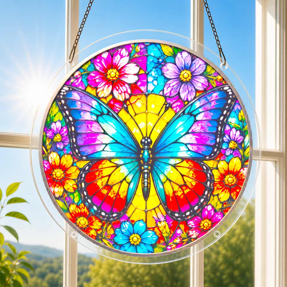 Acrylic Jigsaw Puzzle Suncatcher - Rainbow Butterfly