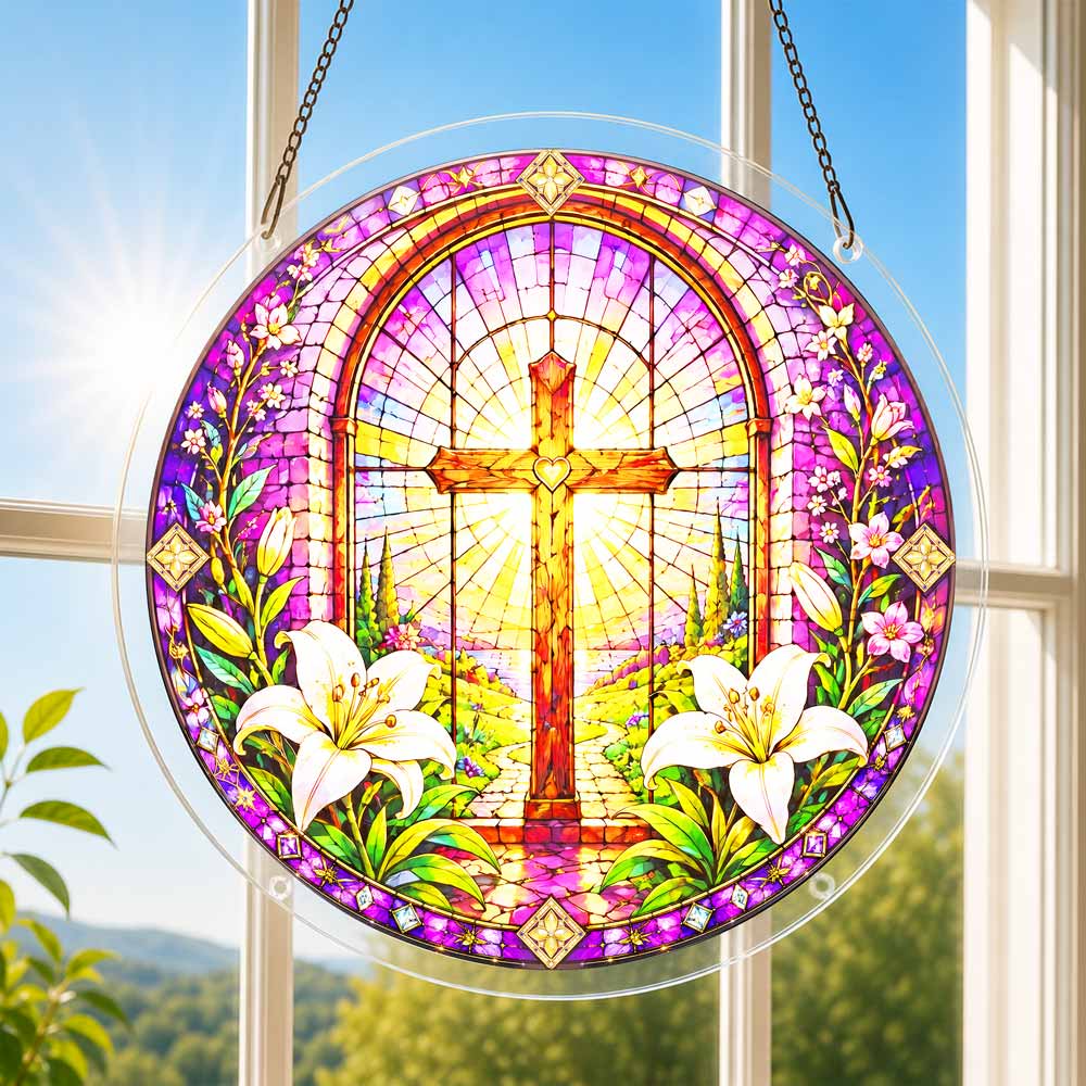 Acrylic Jigsaw Puzzle Suncatcher - Cross Medallion