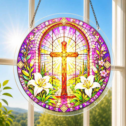 Acrylic Jigsaw Puzzle Suncatcher - Cross Medallion