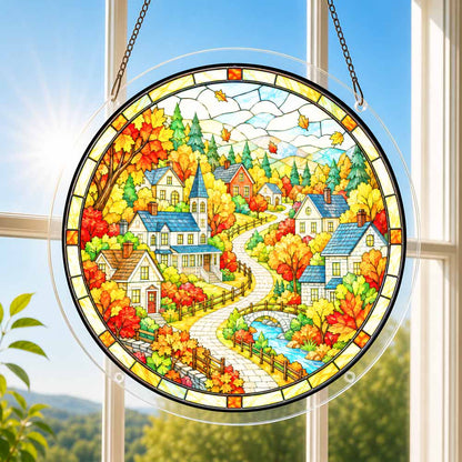 Acrylic Jigsaw Puzzle Suncatcher - Autumn Village