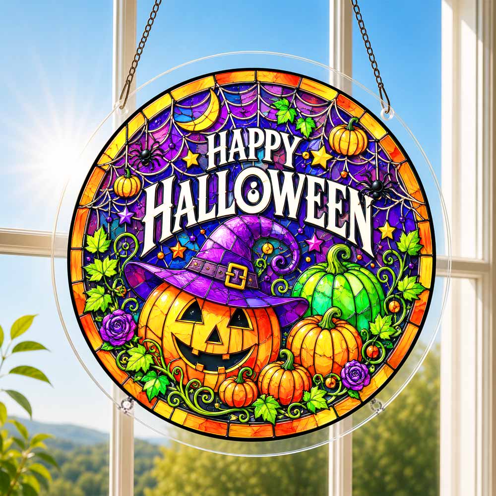 Acrylic Jigsaw Puzzle Suncatcher - Happy Halloween