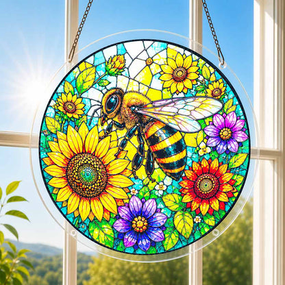 Acrylic Jigsaw Puzzle Suncatcher - Sunflower Bee