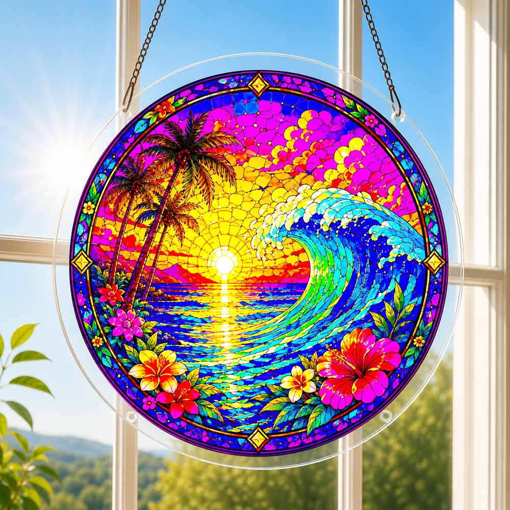 Acrylic Jigsaw Puzzle Suncatcher - Hawaiian Wave