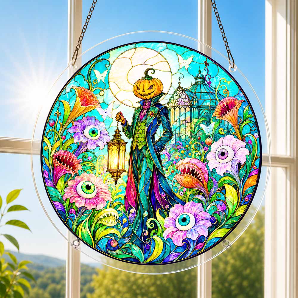 Acrylic Jigsaw Puzzle Suncatcher - Pumpkin Scarecrow