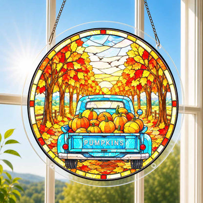 Acrylic Jigsaw Puzzle Suncatcher - Pumpkin Truck