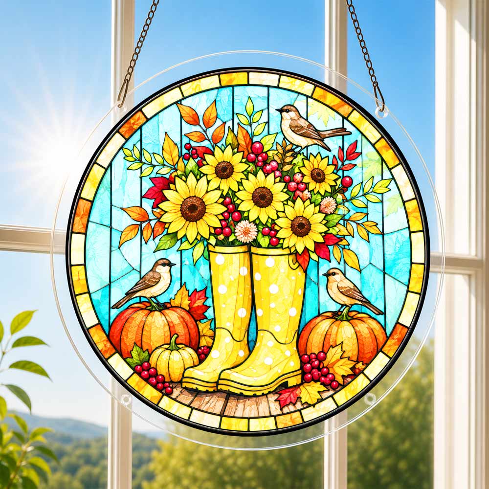 Acrylic Jigsaw Puzzle Suncatcher - Sunflower Boots