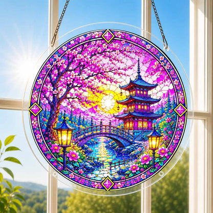 Acrylic Jigsaw Puzzle Suncatcher - Pagoda Garden