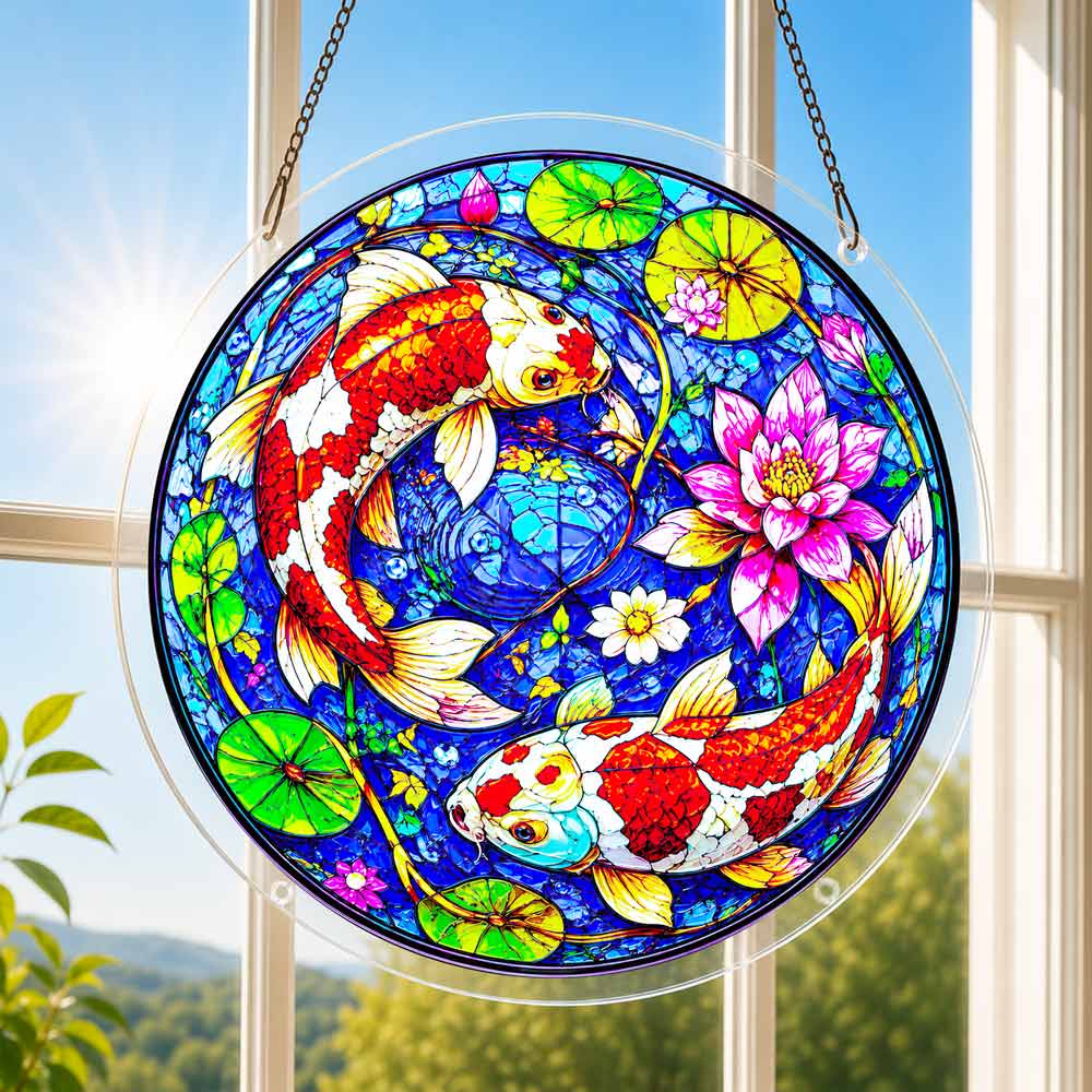 Acrylic Jigsaw Puzzle Suncatcher - Koi Yin Yang