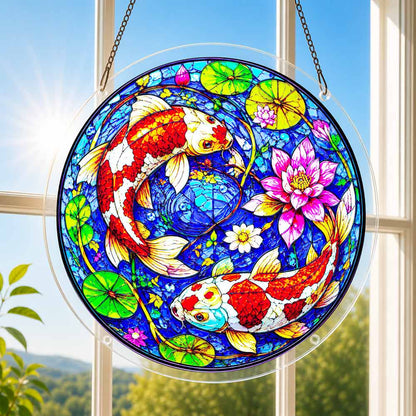 Acrylic Jigsaw Puzzle Suncatcher - Koi Yin Yang
